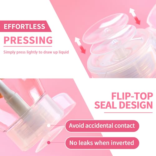 SHEERBLISS Push Down Pump Dispenser,Nail Polish Remover Pump Empty Bottle for Makeup Remover, Facial Toner, Micellar Water, Alcohol, Nail Polish Remover 2 Pack 200ml(6.8oz)4