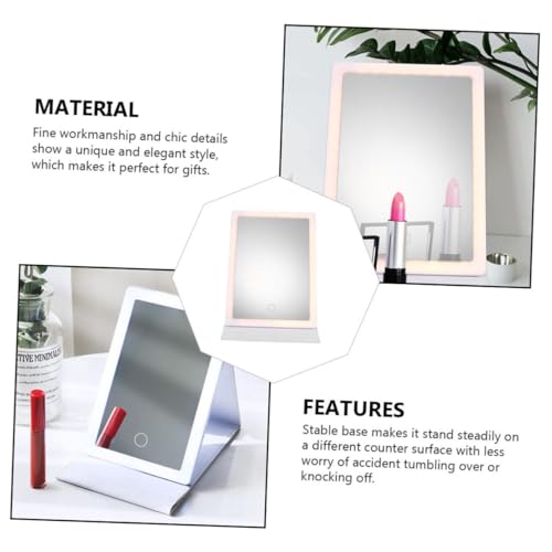 Miroir de maquillage pliable LED blanc avec trois modes d'éclairage nomade