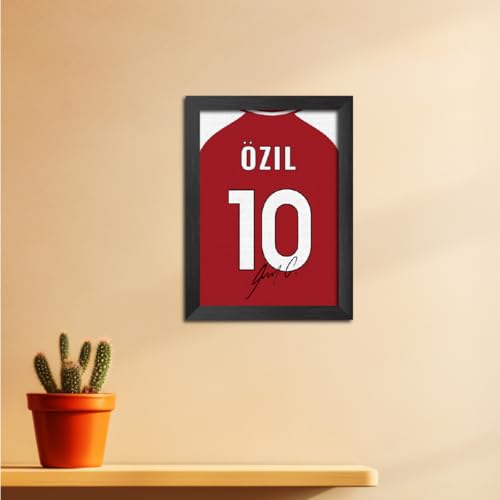 Image of TenorArts Mesut Ozil Poster Frame Arsenal Jersey Laminated Photo Print Signature Framed Painting with Matt Finish Black Texture (12 inches x 9inches)