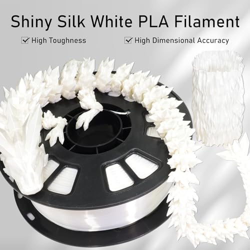 Image of Silk White PLA Satin Shiny 3D Printer Filament, 1.75mm Diameter 1kg Spool 2.2lbs for FDM 3D Printers
