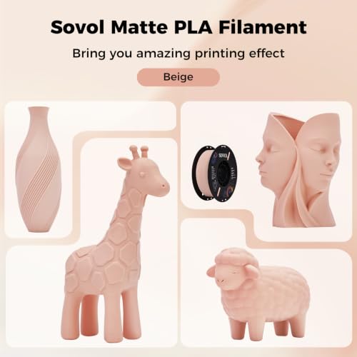 Image of Sovol 3D Printer Matte PLA Filament 1.75mm 1KG (2.2lbs), Peach Beige