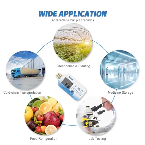 Image of Tzone USB Temperature Data Logger Disposable Digital Temp Recorder TempU09 | PDF /CSV Report,IP67 Waterproof,Single-use Thermometer Datalogger,for Medical Refrigerator Freezer Storage,32000 Recordings