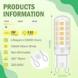 Lumlog G9 Led Bulbs Warm White 6-Pack, 3W 510 Lm 3000 Kelvin G9 Led Light Blubs, Equivalent to 30-40W Halogen, 220-240V No Flicker Non-Dimmable Energy Saving, for Home Lighting Decor [Energy Class C] - Image 2