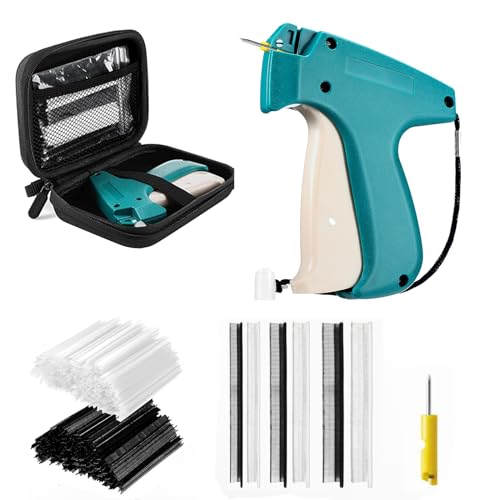 laoyuandamai 6004 Pcs Tagging Gun with Case,Mini Stitch Gun for Clothes,Fine Stitchy Quick Clothing Fixer Sewing Quilting Hemming Quick Stitch with 2 Needles,3000 Black & 3000 White Fasteners (Green)