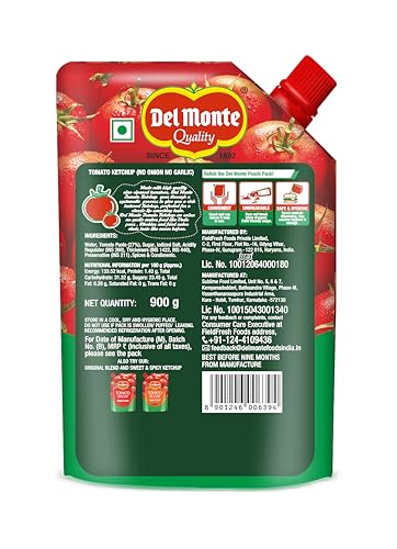 Image of Del Monte Tomato Ketchup - No Onion No Garlic, 900 g| No MSG |100% Vegan | Tomato Sauce (Pack of 3)