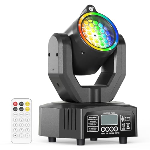 Mini Lámpara de Escenario Cabeza Móvil 30W, Luz de Discoteca RGB LED con Control Remoto Gobo DJ Efectos de Iluminación DMX512 Estroboscópico con Apertura para Fiestas Bar KTV Bodas