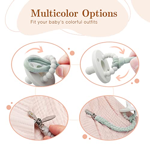 Baby Pacifier Clips For Boys And Girls, Maveek Multicolor Pacifier Holder Straps Handmade Braided Cotton Modern Unisex, Binky Leash Smoother Teething Toys Anti-Drop Clip Infant Newborn 0-6 Month 6 Pcs #TOP6