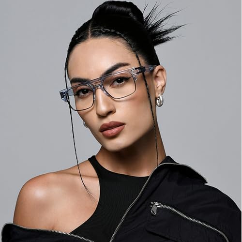 Image of Lenskart Studio Hip Hop Ft. Divine | Full Rim Hexagonal Zero Power Bluecut & Antiglare Computer Eyeglasses For Eye Protection And Strain | Men & Women | Large | LK E000046