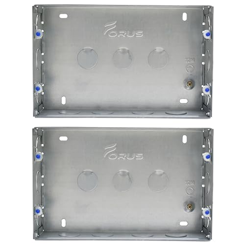 Image of Forus Concealed GI Sheet Metal Modular Box 12 Module, Excellent Quality Rustproof Galvanized Iron Heavy Duty Flush Mounting Electrical Junction Box, 18 Gauge thick 8x6 Inch Junction Box-2PC