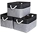 MANGATA Aufbewahrungsbox,[3 Pack]Großer Aufbewahrungskorb aus Segeltuch, mit Griffen Korb Aufbewahrung für die Organisation von Regal,Schrank，Kinderzimmer(Grau/schwarz, 42 x 32 x 25 cm)