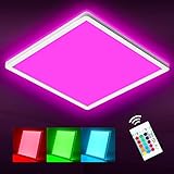 【Flimmerfrei und Blendfrei】LED Quadratische Deckenleuchte erzeugt gleichmäßiges blendfreies und flimmerfreies Licht und schützt Ihre Augen vor harten Lichtern. RGB Deckenlampe für die feuchten Räume eignen, wie Badezimmer, Flur, Balkon, Waschküche, Keller, Korridor, Abstellraum, Esszimmer usw