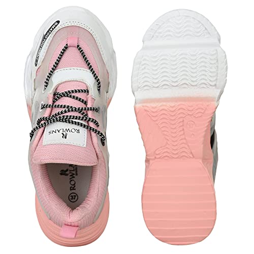 Image of ROWLANS Women's Synthetic Leather Comfortable /Running Lace-Ups Sports Shoes