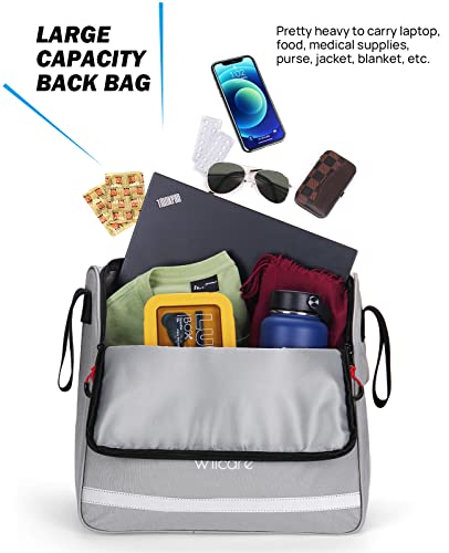 Issyauto Wheelchair Backpack Bag, Wheelchair Pouch, Backpack For Wheelchair Users, Wheelchair Bags To Hang On Back, Wheelchair Accessories Bag, Large Storage Bag With Inner Cup Holder, Gray #TOP1