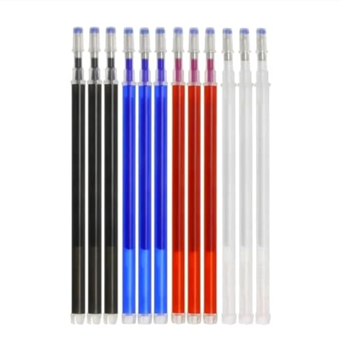 Image of Heat Erasable Fabric Marking Pens for Tailors - 12-Pack Fine Tip Temporary Ink Pens for Sewing, Quilting, Dressmaking - (Black, Blue, Red, White)