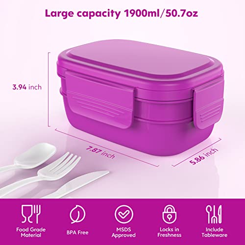Image of Bento Box Adult Lunch Box,3 Stackable Bento Lunch Containers for Adults