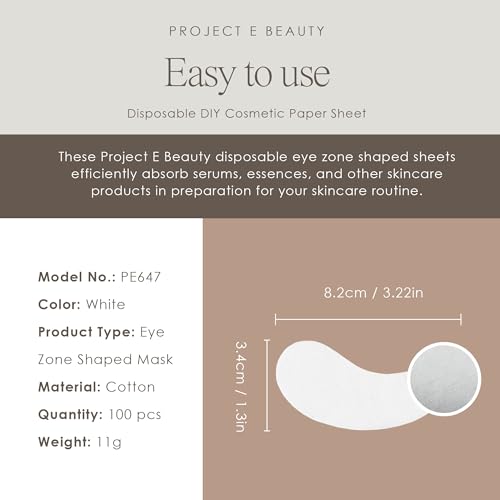 Project E Beauty 100pcs Disposable DIY Non-Woven Eye Mask Paper DIY Cotton Eye Care Mask | for Skincare & Spa Salon Use | Cosmetic Facial Paper for Toner, Serum, or Lotion (100, Eye Zone)
