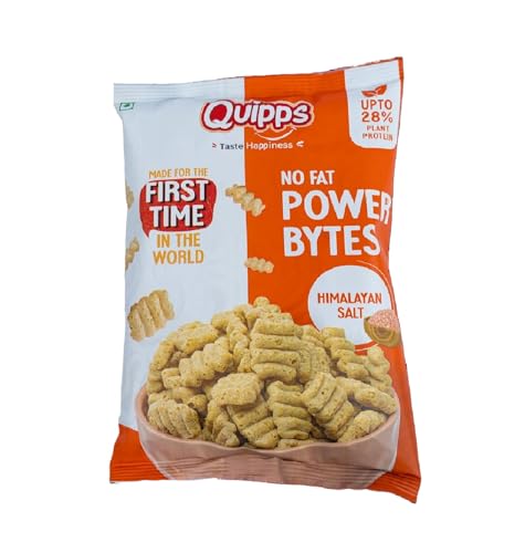 Image of Quipps No Fat Power Bytes Himalayan Salt | Gluten-Free Vegan Healthy Puffs | Non-GMO, No Preservatives | High Protein Plant-Based Munchies | Non-Fried Low-Calorie Snack for Fitness, Weight Loss & Energy | Light & Crunchy Office-Time Snack | Vegetarian | 60g