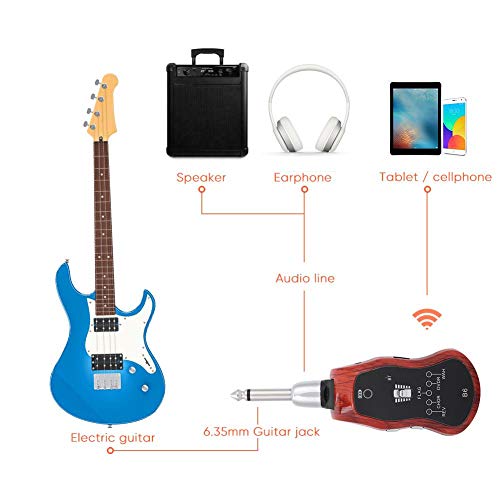 Greensen Wireless Guitar System Guitar Synthesize Effector Electric Guitar Effector Portable Rechargeable Digital Guitar Transmitter Receiver Guitar Headphone Amplifier Musical Instrument Accessories