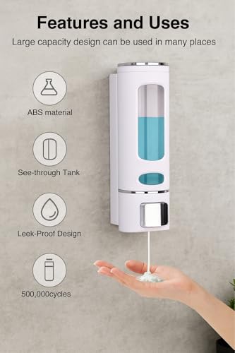 Image of ABS Wall Mounted Soap Shampoo Conditioner Handwash Gel Liquid Soap Sanitizer Dispenser for Bathroom Basin Kitchen Sinks (400 Ml, White)