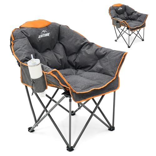 Upgrade Oversized Padded Camping Chair with Adjustable Cup...