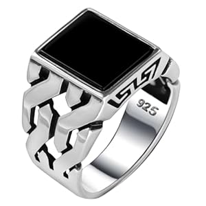 Men’s Black Onyx Ring in 925 Sterling Silver Handmade Braided Ring