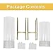 Flower Vase for Decor, Glass Table Vase Set, Clear Vase with Gold Stand, Modern Decorative with Timer LED Lights Battery Operated, Centerpiece/Wedding/Party (Set of 2)
