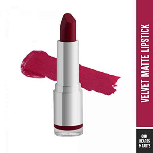 Image of Colorbar Velvet Matte Lipstick, Hearts And Tarts 1, 4.2g | | Creamy matte finish | High Pigmented Formula | Lasts upto 5 Hours | Smudgeproof