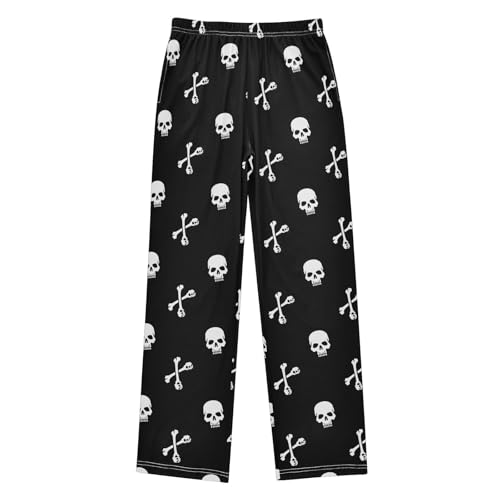 ZZXXB Skull and Skeleton Boys Long Pants Soft Trousers Elastic Waist Kids Lounge Bottoms with Pockets S-XL