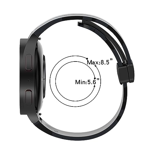 Image of Prolet Soft Silicone Strap with Folding Magnetic Lock Compatible with Galaxy Watch 5 Pro /Galaxy Watch 6 /5 /4 40mm 44mm / Galaxy Watch 4 Classic 46mm|Adjustable Silicon Strap