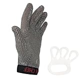 KLEEN CHEF Stainless Steel Cut Resistant Gloves | Heavy Duty Metal Gloves, Mesh Chainmail Butcher Glove for Cutting Meat, Fishing, Chopping, Shredding, Peeling and Slicing (LARGE)