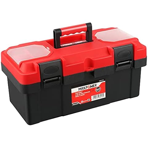 MAXPOWER 16-inch Plastic Tool Box with Removable Tray Cover