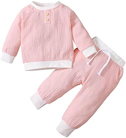 Yingyingni Toddler Baby Girl Clothes Sets Solid Long Sleeve Cotton T-Shirt Tops and Pants Fall Winter Outfits (Pink-Polka Dot,2-3 T)