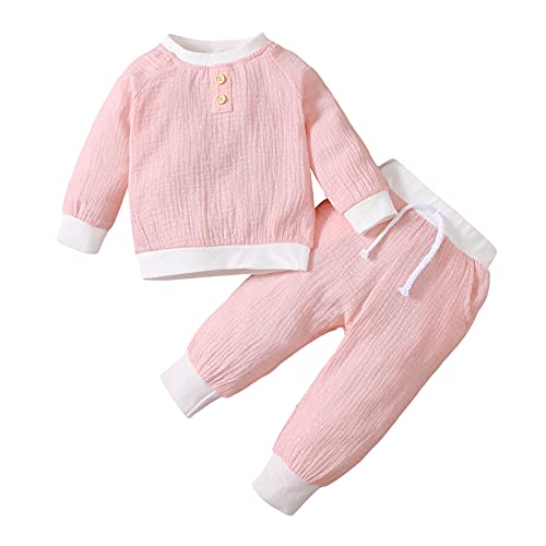 Yingyingni Toddler Baby Girl Clothes Sets Solid Long Sleeve Cotton T-Shirt Tops And Pants Fall Winter Outfits (Pink-Polka Dot,2-3 T) #TOP13