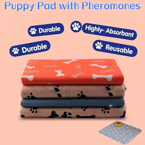2026 Upgraded Washable Puppy-Pad with Pheromones, Pee Pads for Dogs, Washable Pee Pads for Dogs & Cats, Leak Protection, Non-Slip Base, Reuse, for Home & Travel (A+B, S 16×24in)