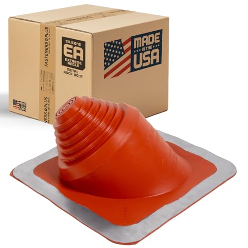 Fasteners Plus #1 Extreme Angle Square Silicone Metal Roof Pipe Flashing Boot (Made in USA), Fits...