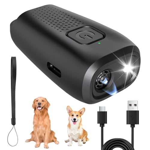 Anti-Bark Devices Anti Barking Device for Dog Handheld Ultrasonic Dogs Deterrent Control Portable Long Range Sonic Dog Repeller Safe Frequency Anti Bark Stopper Pet Gentle Barking Silence Devices for Most Dogs, Black