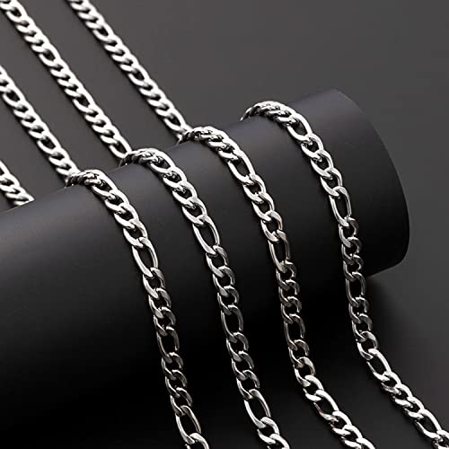 Jishi 16ft Figaro Chain Roll 6mm Silver Stainless Steel Necklace Chain for Jewelry Making,DIY Mens&Womens Necklace Bracelet Crafts Supplies Findings,Metal Figaro Link Chain w/Lobster Clasps,Jump Rings - Thumbnail 4