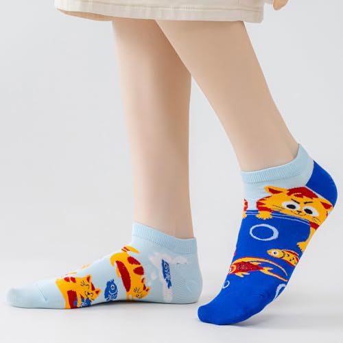 Image of 2 Pairs Funny Cartoon Animal Print Cotton Ankle Socks for Women Teens