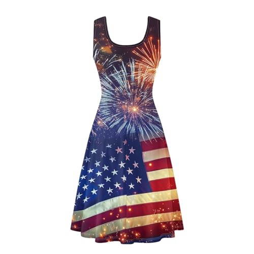 Image of Dreaweet Casual Sleeveless Dresses for Women Girls, Round Neck Tank Dresses with Pockets Summer Sundress Size XS-4XL