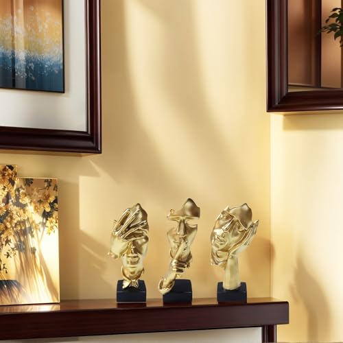 Estatua Grande 3 Pzs Pensador Resina Dorada Moderna miniatura 4