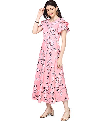 Image of Oomph! Crepe a-line Dress (md129 Rose Pink