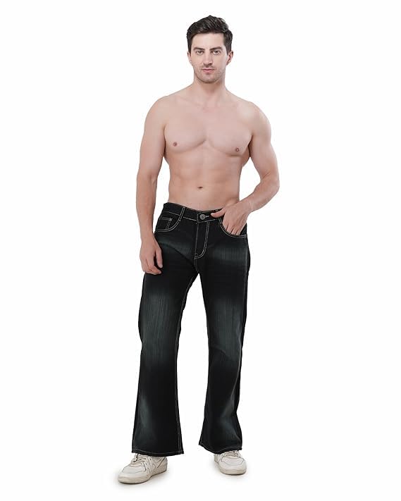 Men's Bootcut Fit Stretch Denim Jeans | Dark Wash Flared Bottom Casual Jeans for Men | Mid Rise Fashion Denim Pants, Travel & Street Style-picture-17