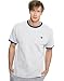 Champion Mens Jersey Ringer T-Shirt, White/Navy, Medium
