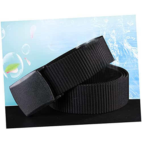 Men's Casual Canvas Belt Plastic Buckle Anti-Allergy Outdoor Web Belt for Travel (130cm Black)2