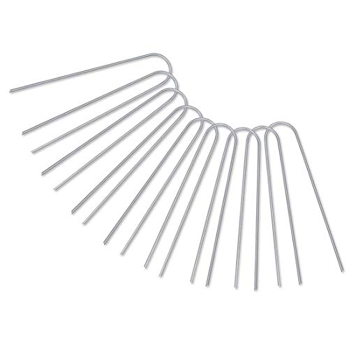 GROWNEER 50-Pack 6 Inches Heavy Duty 12 Gauge Galvanized Steel Garden Stakes Staples