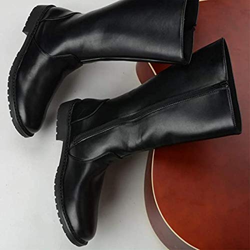 MWbetsy Mannen Knie Hoge Boot Lage Hakken Vintage Unisex Lange Boot Westerse Cowboy Rijden Biker Stijl Trekking Paardensport Paardrijden Werk Schoeisel