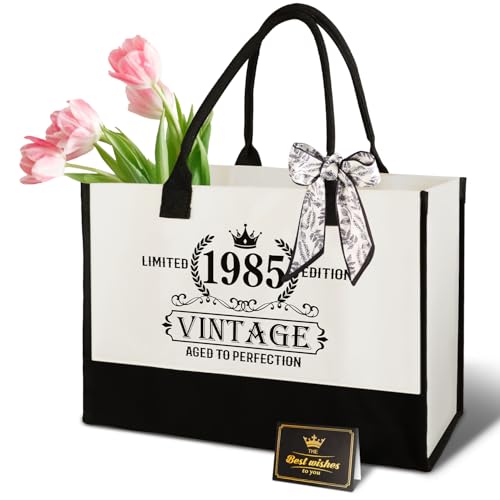 Giftota Geschenke für Frauen, Vintage 1985 Canvas Einkaufstasche Tragetasche, 1985 Personalisierte Geschenke Frauen Lustige Geburtstagsgeschenk für Mama, Freundin, Kollegin oder Schwester