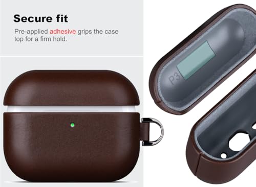 Image of Haobobro for AirPods Pro 3 Leather Case Cover - Leather from Cow Hide, Handmade Drop Protective Hard Cover, Wireless Charging Compatible AirPods Pro 3rd Generation Case with Keychain - Coffee Brown