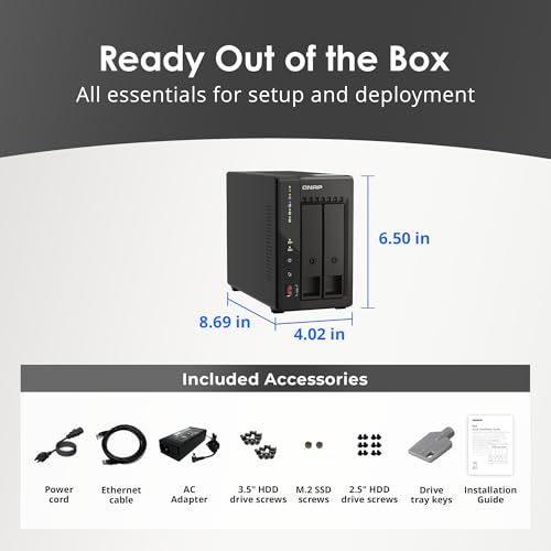 Image of QNAP TS-253E-8G-US 2 Bay High-Performance Desktop NAS with Intel Celeron Quad-core Processor, 8 GB DDR4 RAM and Dual 2.5GbE (2.5G /1G /100M) Network Connectivity (Diskless)