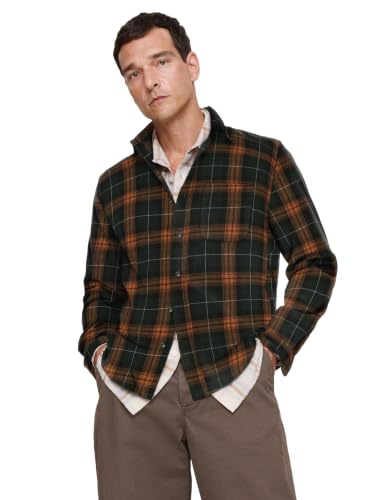 BANANA REPUBLIC Men's Standard Fit Corduroy Shirt Green Plaid X-Large